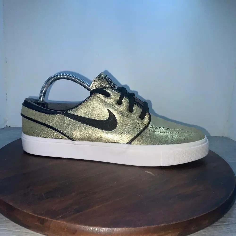 Nike SB Stefan Janoski Zoom Leather Metallic Gold Men's 9 Sneakers 616490-702